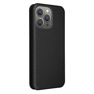 SKALO iPhone 16 Pro Max Carbon Fiber Plånboksfodral - Svart