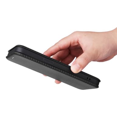 SKALO iPhone 16 Pro Max Carbon Fiber Plånboksfodral - Svart