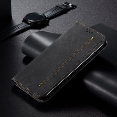 SKALO iPhone 16 Jeans Plånboksfodral - Svart