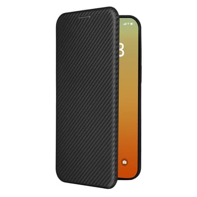SKALO iPhone 16 Pro Max Carbon Fiber Plånboksfodral - Svart