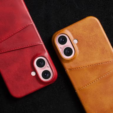 SKALO iPhone 16 PU-Läder Korthållare Skal - Roséguld