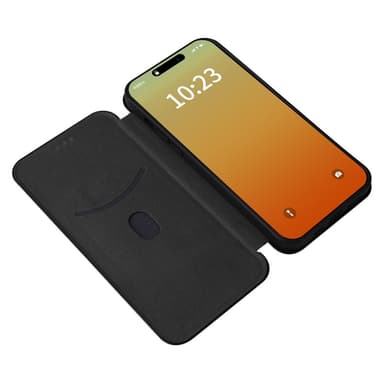 SKALO iPhone 16 Pro Max Carbon Fiber Plånboksfodral - Svart