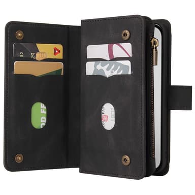 SKALO iPhone 16 Pro Max Big Wallet 17-FACK Plånboksfodral - Svart