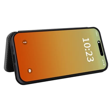 SKALO iPhone 16 Pro Max Carbon Fiber Plånboksfodral - Svart