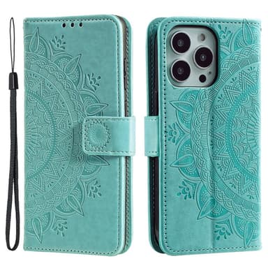 SKALO iPhone 16 Pro Max Mandala Plånboksfodral - Turkos