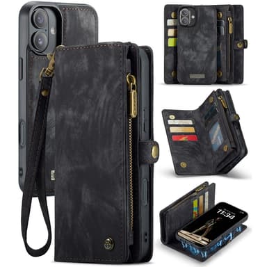 CaseMe iPhone 16 Plus 008 Series Plånboksfodral - Svart