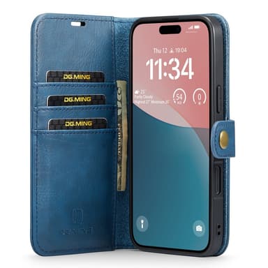 DG MING iPhone 16 Plus 2-i-1 Magnet Plånboksfodral - Blå