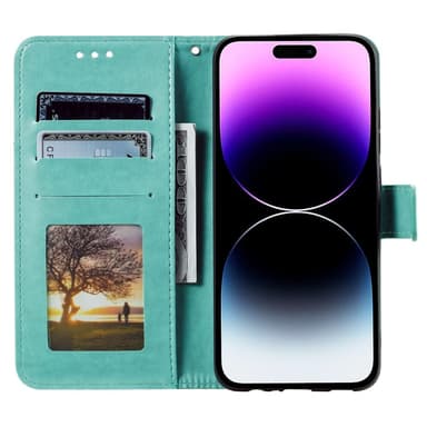 SKALO iPhone 16 Pro Max Mandala Plånboksfodral - Turkos