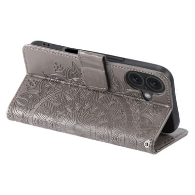 SKALO iPhone 16 Plus Mandala Plånboksfodral - Grå