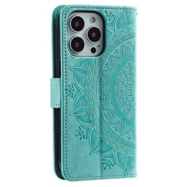 SKALO iPhone 16 Pro Max Mandala Plånboksfodral - Turkos