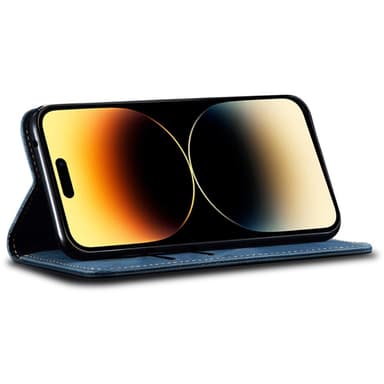 SKALO iPhone 16 Pro Jeans Plånboksfodral - Blå