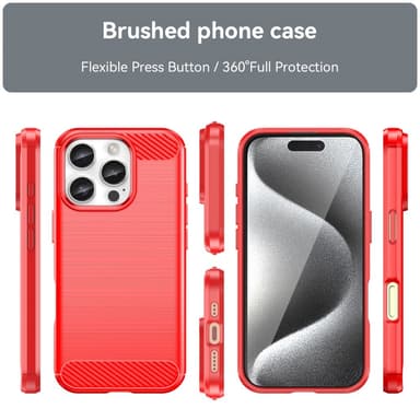 SKALO iPhone 16 Pro Armor Carbon Stöttåligt TPU-skal - Röd