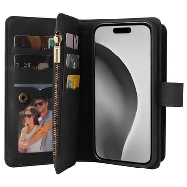 SKALO iPhone 16 Pro Max Big Wallet 17-FACK Plånboksfodral - Svart