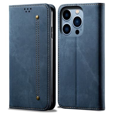 SKALO iPhone 16 Pro Jeans Plånboksfodral - Blå