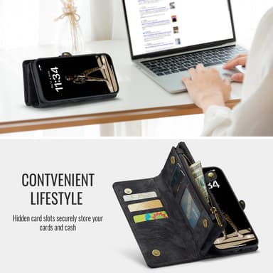 CaseMe iPhone 16 Plus 008 Series Plånboksfodral - Svart