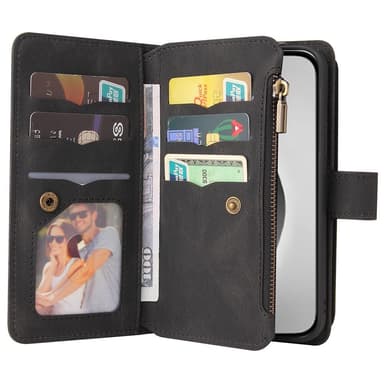 SKALO iPhone 16 Pro Max Big Wallet 17-FACK Plånboksfodral - Svart