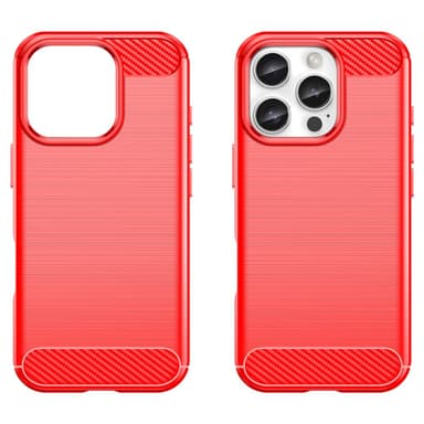SKALO iPhone 16 Pro Armor Carbon Stöttåligt TPU-skal - Röd