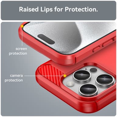 SKALO iPhone 16 Pro Armor Carbon Stöttåligt TPU-skal - Röd