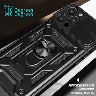 SKALO iPhone 16 Pro Max Armor Hybrid Metallring Kameraslider - Svart