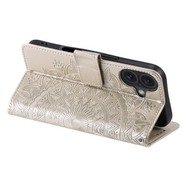 SKALO iPhone 16 Plus Mandala Plånboksfodral - Guld