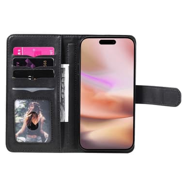SKALO iPhone 16 Plus 10-FACK Plånboksfodral - Svart