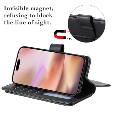 SKALO iPhone 16 Plus 10-FACK Plånboksfodral - Svart