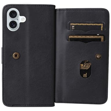 SKALO iPhone 16 Plus 10-FACK Plånboksfodral - Svart