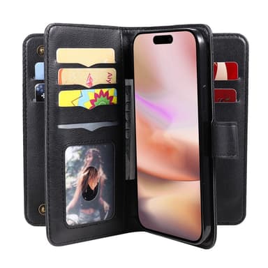 SKALO iPhone 16 Plus 10-FACK Plånboksfodral - Svart
