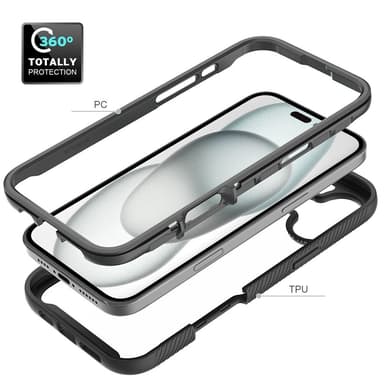 SKALO iPhone 16 Plus Shockproof Clear Hybrid Skal - Svart