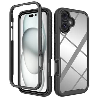 SKALO iPhone 16 Plus Shockproof Clear Hybrid Skal - Svart