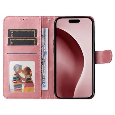 SKALO iPhone 16 Pro PU-Läder Plånboksfodral - Rosa
