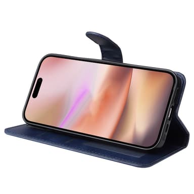 SKALO iPhone 16 Plus PU-Läder Plånboksfodral - Blå
