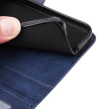 SKALO iPhone 16 Plus PU-Läder Plånboksfodral - Blå