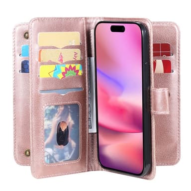 SKALO iPhone 16 10-FACK Plånboksfodral - Roséguld