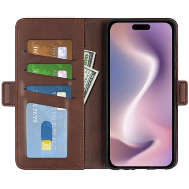 SKALO iPhone 16 Pro Premium Plånboksfodral - Brun