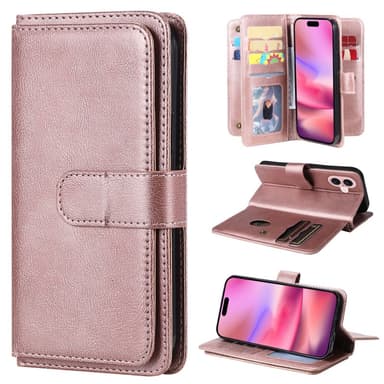 SKALO iPhone 16 10-FACK Plånboksfodral - Roséguld
