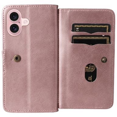 SKALO iPhone 16 10-FACK Plånboksfodral - Roséguld