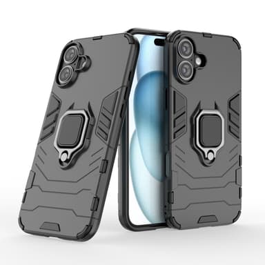 SKALO iPhone 16 Plus Armor Hybrid Metallring skal - Svart