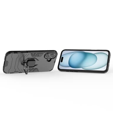 SKALO iPhone 16 Plus Armor Hybrid Metallring skal - Svart