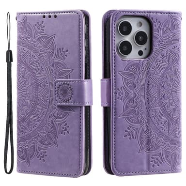 SKALO iPhone 16 Pro Mandala Plånboksfodral - Lila