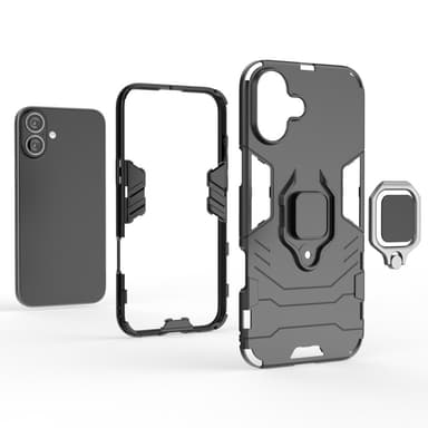 SKALO iPhone 16 Plus Armor Hybrid Metallring skal - Svart