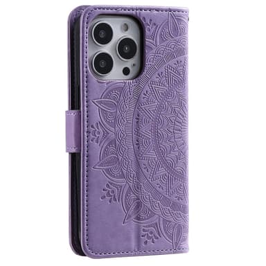 SKALO iPhone 16 Pro Mandala Plånboksfodral - Lila