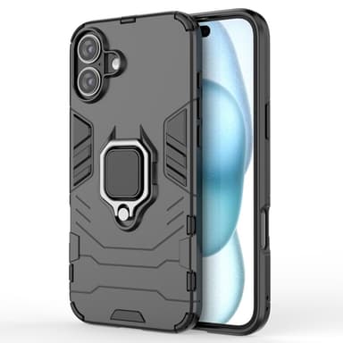 SKALO iPhone 16 Plus Armor Hybrid Metallring skal - Svart