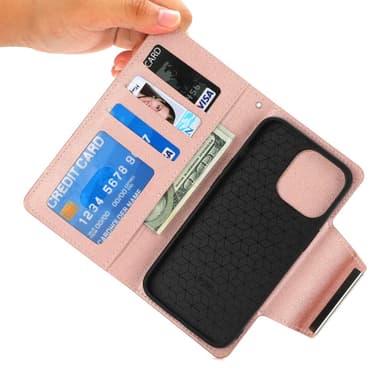 SKALO iPhone 16 Pro DOLIZMA 2 i 1 Magnet Plånboksfodral - Roséguld