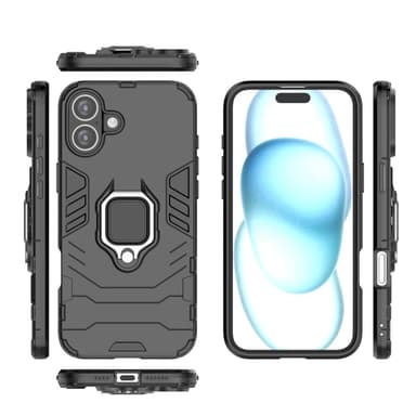 SKALO iPhone 16 Plus Armor Hybrid Metallring skal - Svart