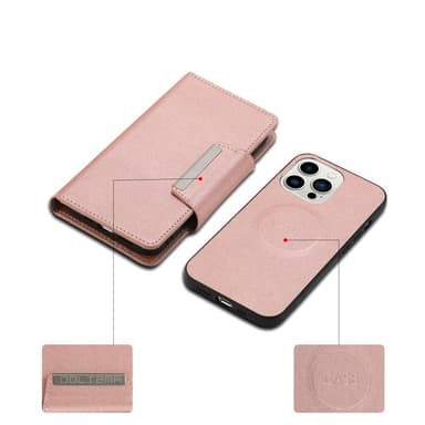 SKALO iPhone 16 Pro DOLIZMA 2 i 1 Magnet Plånboksfodral - Roséguld