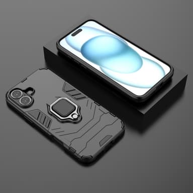 SKALO iPhone 16 Plus Armor Hybrid Metallring skal - Svart