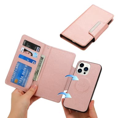 SKALO iPhone 16 Pro DOLIZMA 2 i 1 Magnet Plånboksfodral - Roséguld