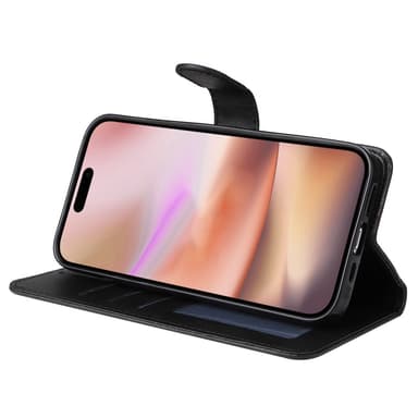 SKALO iPhone 16 Plus PU-Läder Plånboksfodral - Svart