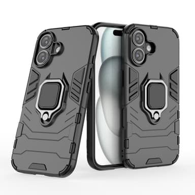 SKALO iPhone 16 Armor Hybrid Metallring skal - Svart